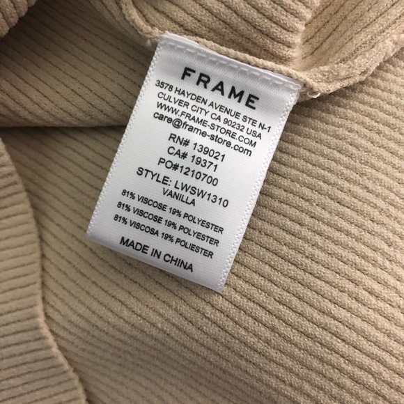 Frame Rib-Knit V-Neck Top-Vanilla-size L - Picture 6 of 8